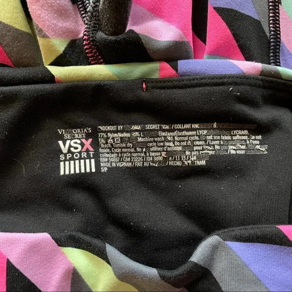 Victorias Secret Sport knockout Tight Leggings Size S Multicolor Neon 6718 - Picture 7 of 8